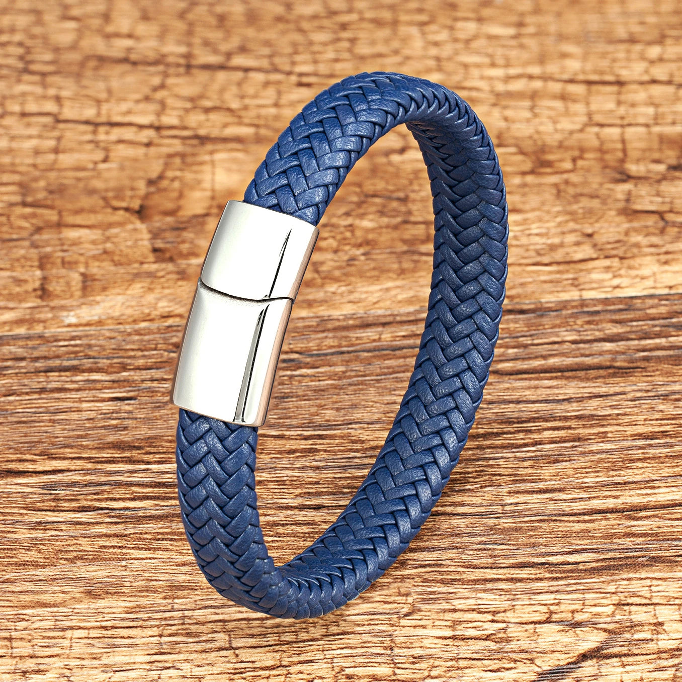 Bracelet Corde Cuir Tressé Homme – Fermoir Magnétique Acier Inoxydable
