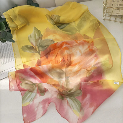 Foulard Écharpe Georgette Dégradé Rose Femme - Bandana Châle Été Protection Solaire Plage