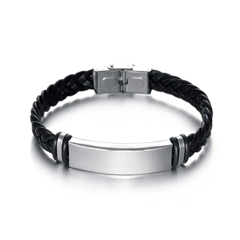 Bracelet en Corde Tressée et Acier Inoxydable - Style Hip-Hop Rock Unisexe