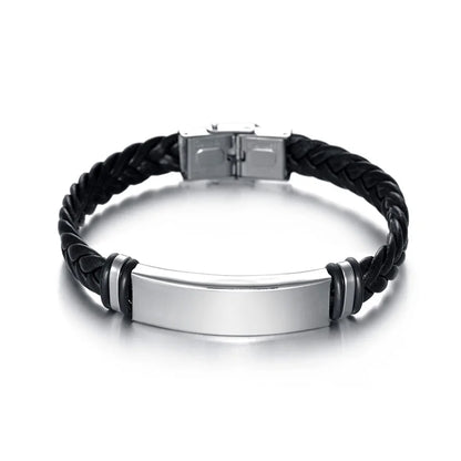 Bracelet en Corde Tressée et Acier Inoxydable - Style Hip-Hop Rock Unisexe