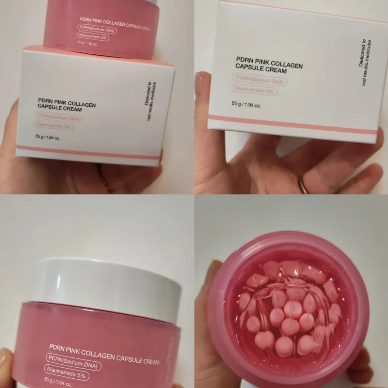 Crème Capsule Collagène Rose PDRN Coréenne 55g - Niacinamide Teint Irrégulier Hydratant Léger Non-Gras
