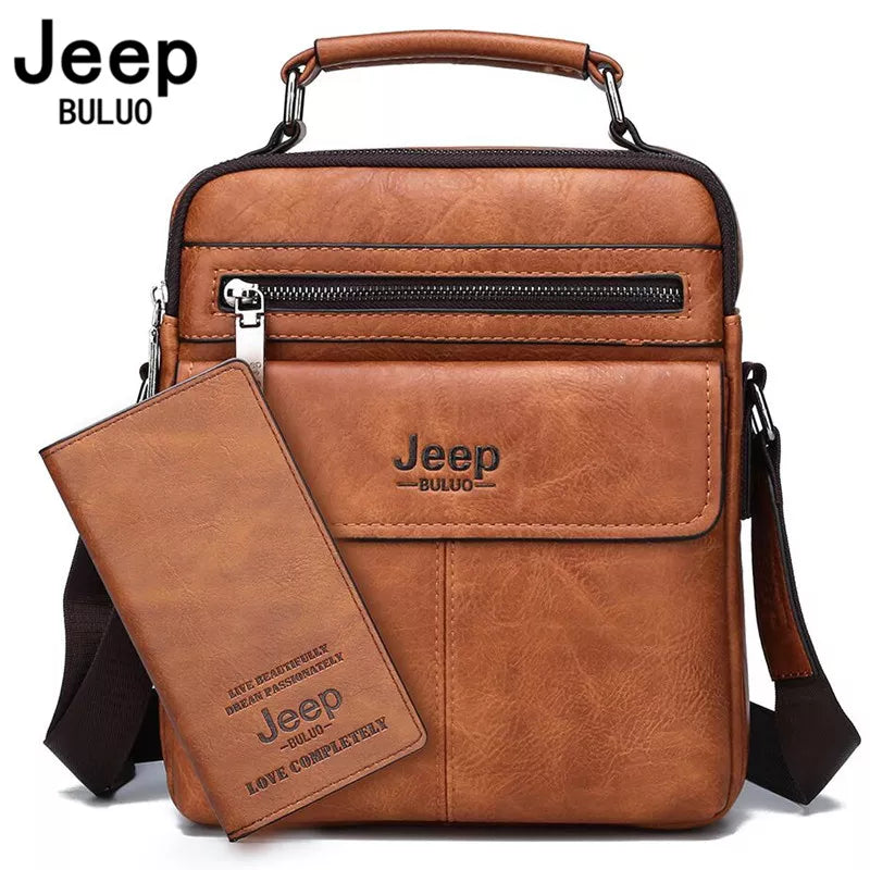 Sac Bandoulière Homme JEEP BULUO Cuir Fendu - Messenger Bag Business Crossbody