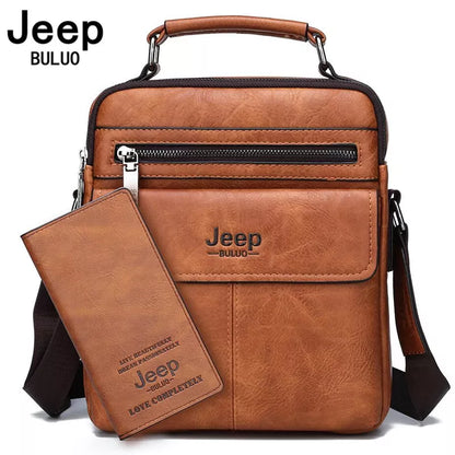 Sac Bandoulière Homme JEEP BULUO Cuir Fendu - Messenger Bag Business Crossbody