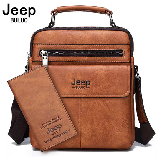 Sac Bandoulière Homme JEEP BULUO Cuir Fendu - Messenger Bag Business Crossbody