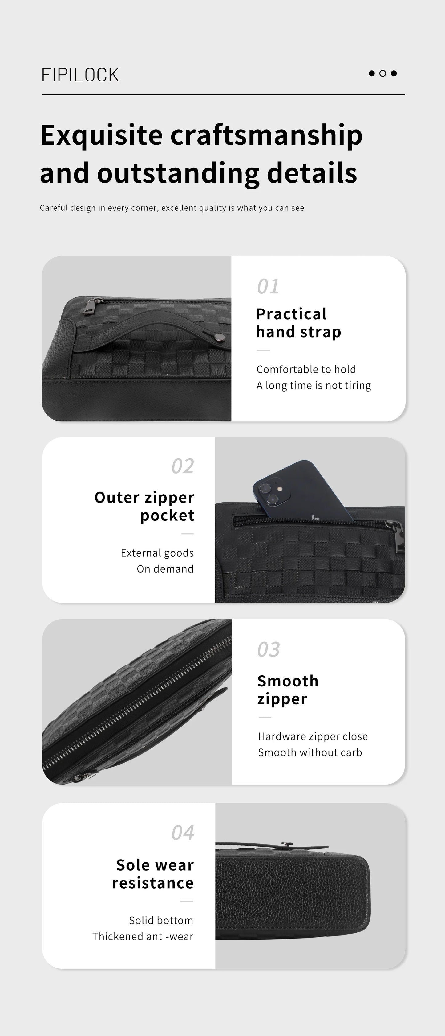 Portefeuille Sécurisé Serrure Empreinte Digitale - Clutch Anti-Vol Homme Femme Technologie Biométrique