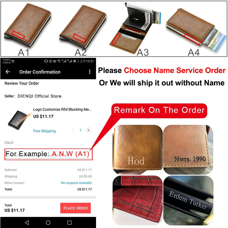 Portefeuille Porte-Cartes RFID Homme Aluminium Cuir - Protection Anti-Piratage Bancaire