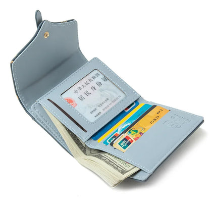 Portefeuille Femme Trifold Imprimé Floral - Pochette avec Fermoir et Porte-Cartes