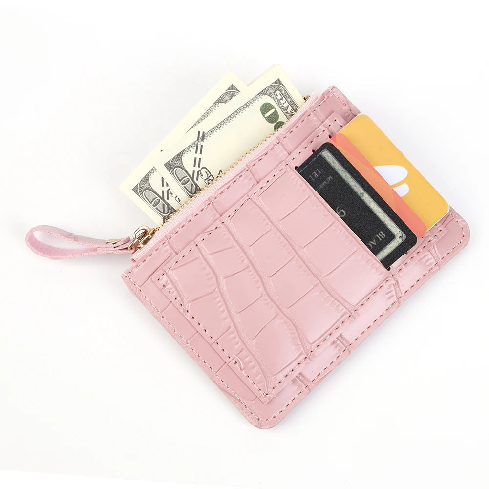 Portefeuille Court Femme Cuir PU - Mini Porte-Monnaie Couleur Unie Casual