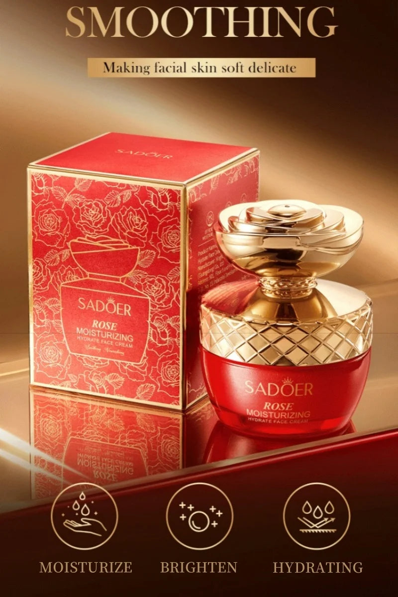 Crème Hydratante Rose 50g - Texture Soyeuse Parfum Longue Durée Voile Hydratant Peau Douce Beauté