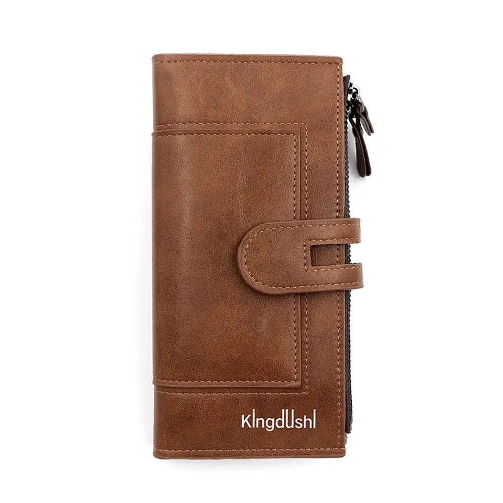 Portefeuille Femme Long Cuir Vintage RFID - Porte-Chéquier Carnet Chèques Protection Anti-RFID Élégant