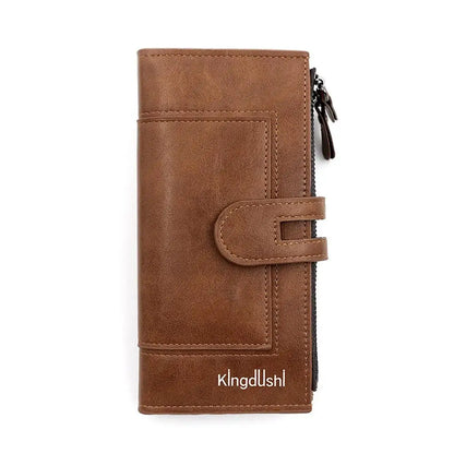 Portefeuille Femme Long Cuir Vintage RFID - Porte-Chéquier Carnet Chèques Protection Anti-RFID Élégant