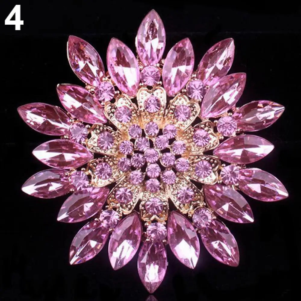 Broche Fleur Strass Brillante Alliage – Pin's Bouquet Mariée Mariage Femme
