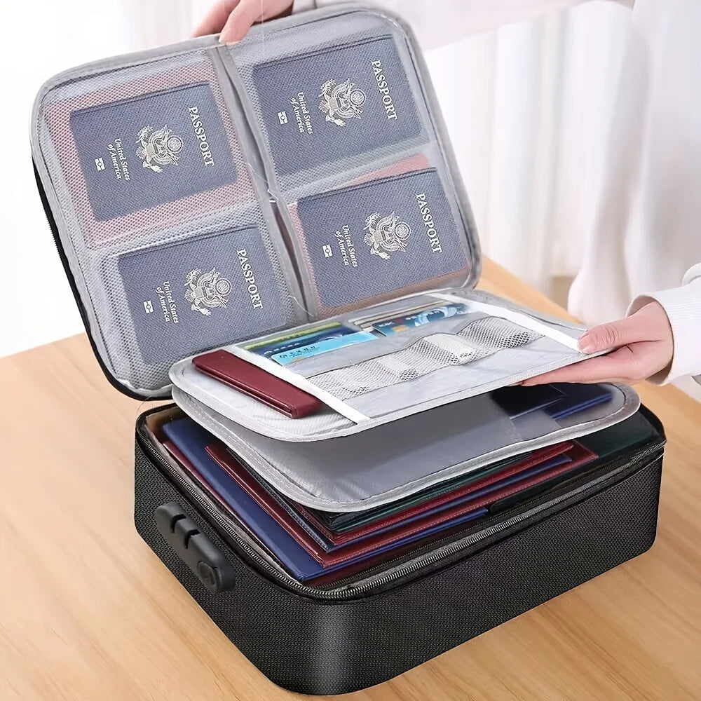 Organisateur de Documents Portable en Oxford – 2 ou 3 Couches, Cadenas en Option