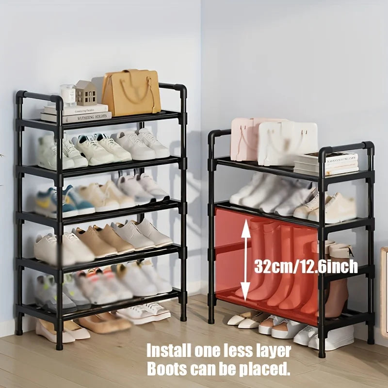 Range-Chaussures Multi-Niveaux en Métal - Organisateur Empilable Gain d'Espace Noir