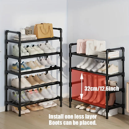 Range-Chaussures Multi-Niveaux en Métal - Organisateur Empilable Gain d'Espace Noir