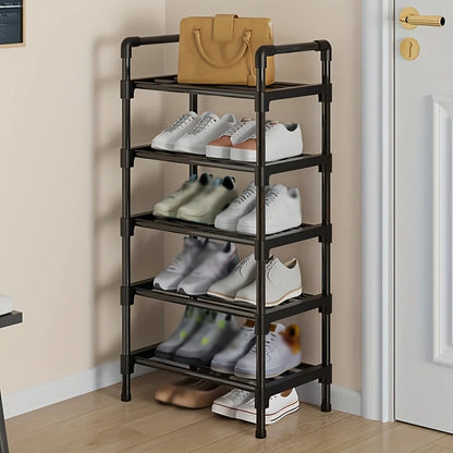 Range-Chaussures Multi-Niveaux en Métal - Organisateur Empilable Gain d'Espace Noir