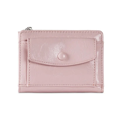 Portefeuille Femme Court Cuir PU Argenté - Porte-Carte Zippé Ultra Fin Multifonction Élégant