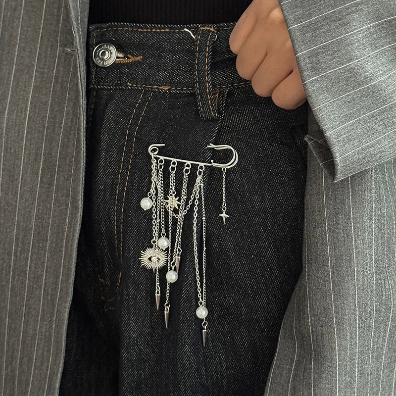 Broche Chaîne Pompons Irréguliers - Accessoire Multifonction Pantalon