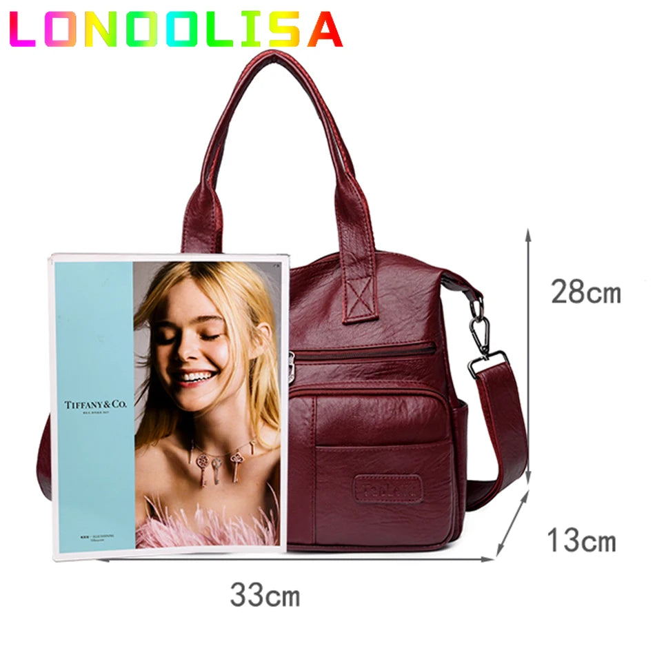 Grand Sac Tote Femme Cuir PU Vintage - Messenger Crossbody Casual Luxe