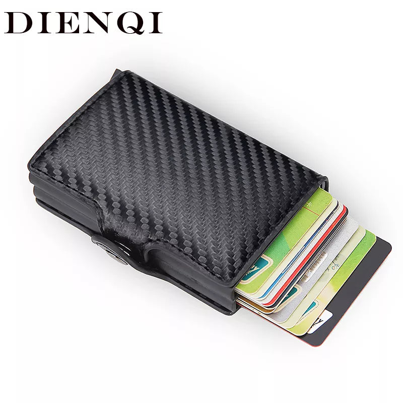 Portefeuille Porte-Cartes RFID Homme Aluminium Cuir - Protection Anti-Piratage Bancaire