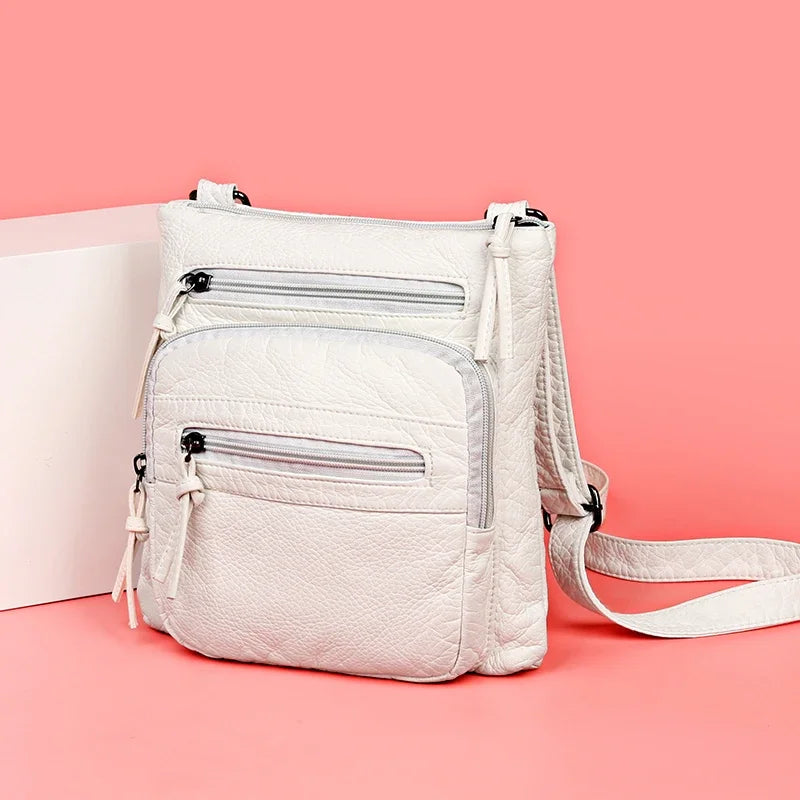 Sac à Main Femme Cuir PU Multi-Couches - Sac Épaule Bandoulière Crossbody Messenger Rabat Porte-Monnaie