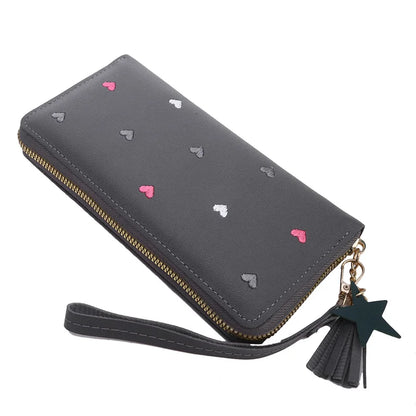 Portefeuille Femme Long Cœur Luxe - Clutch Wallet Porte-Cartes Téléphone Vert