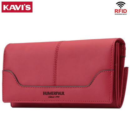 Portefeuille Femme Cuir Véritable Long RFID - Carteras Luxe avec Porte-Monnaie