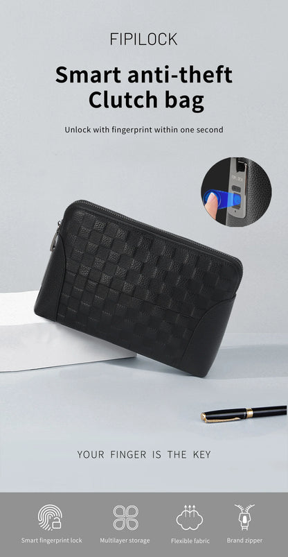 Portefeuille Sécurisé Serrure Empreinte Digitale - Clutch Anti-Vol Homme Femme Technologie Biométrique