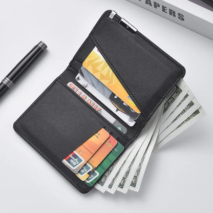 Portefeuille Homme Cuir Synthétique Slim - Porte-Carte Business Minimaliste Multiples Emplacements Géométrique
