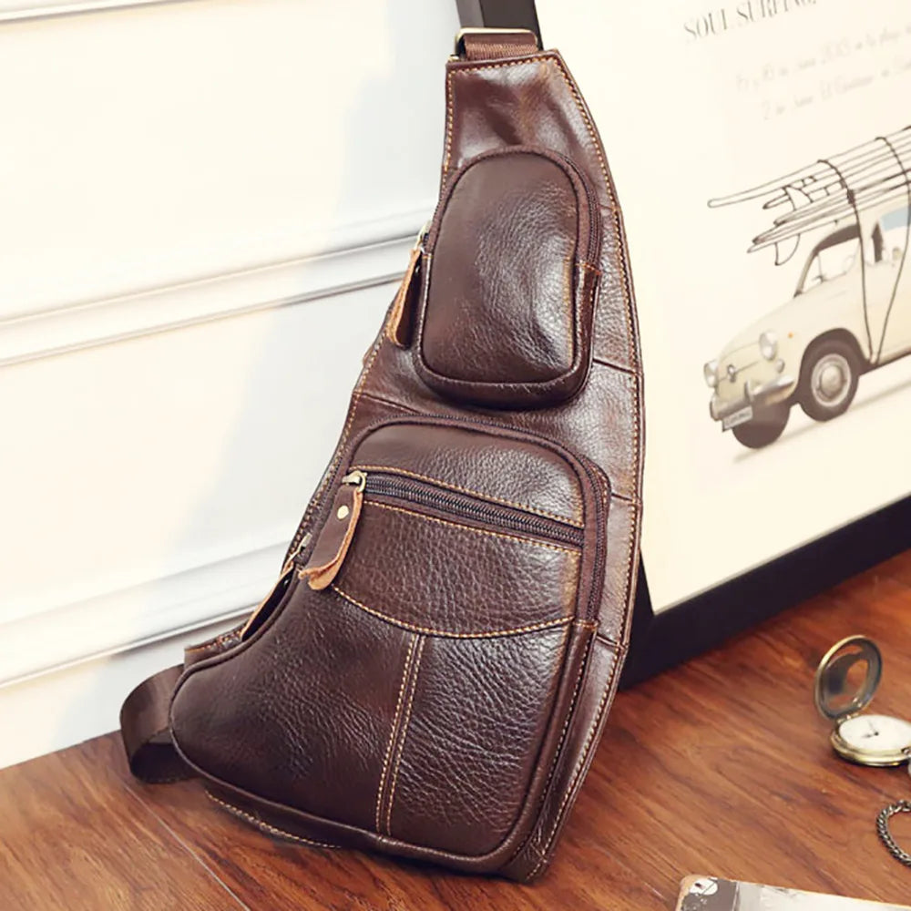 Sac Bandoulière en Cuir Véritable – Style Vintage Homme, Port Croisé & Épaule