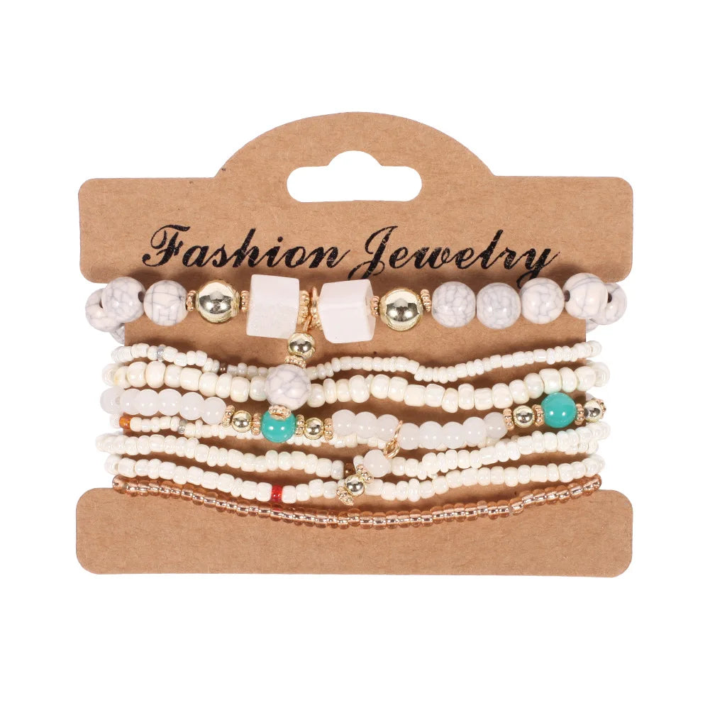 Set Bracelets Bohèmes Perles Colorées – Tressés Main Été