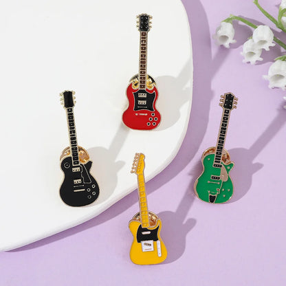 Broche Guitare Instrument Musical Amusante Émaillée – Pin's Badge Kpop Rock Musique Unisexe