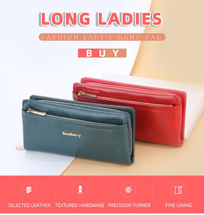 Portefeuille Femme Cuir PU Multi-Fonctions - Pochette Clutch Porte-Cartes Téléphone
