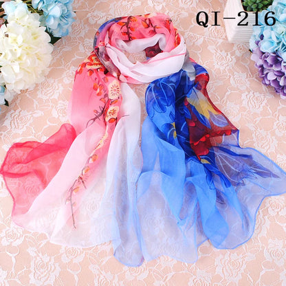 Foulard Écharpe Georgette Dégradé Fleur Femme - Bandana Châle Hijab Été Protection Solaire