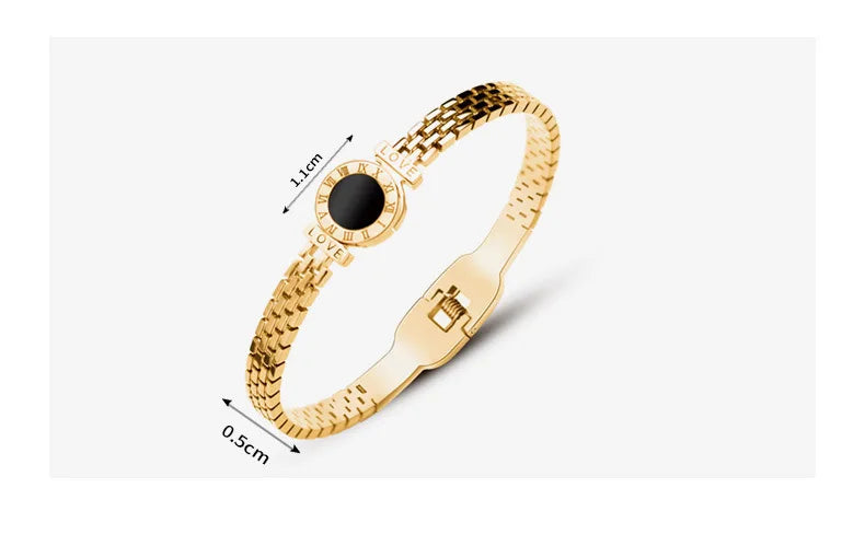 Bracelet Jonc Chiffres Romains Acier Chirurgical Plaqué Or 18K – Love Letter Rome Femme