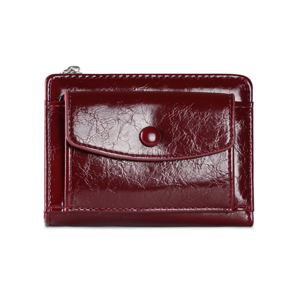Portefeuille Court Ultra-Mince Cuir PU - Pochette Clutch Zip Multifonction Unisexe