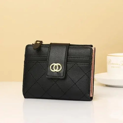 Portefeuille Femme Cuir Petit Sac Zip - Porte-Cartes Porte-Monnaie Rose Noir Rouge