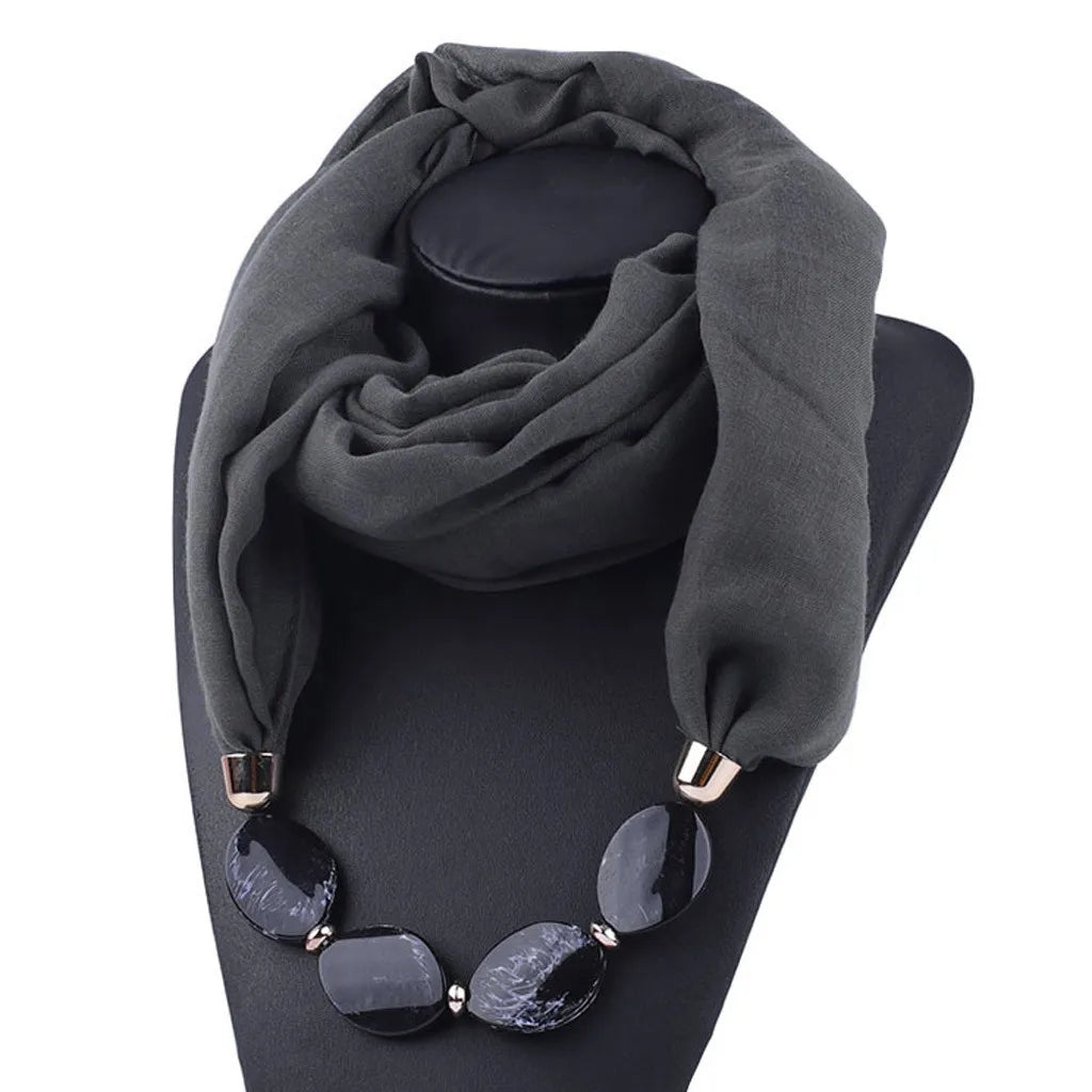 Foulard Collier Ethnique Coton Lin - Accessoire Mode Pendentif Doux