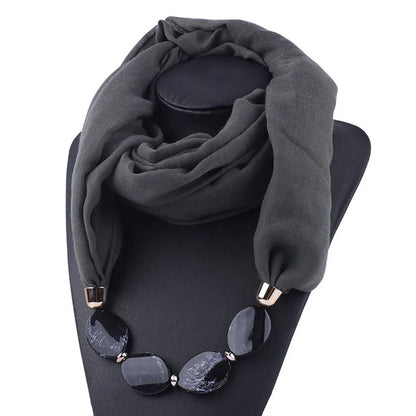 Foulard Collier Ethnique Coton Lin - Accessoire Mode Pendentif Doux