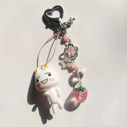 Porte-Clés Kawaii Perles Fraise Animé – Charm Sac Y2K Mignon