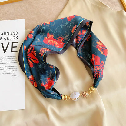 Women's Square Scarf with Magnetic Buckle - Versatile Summer Luxury Scarf/Necklace