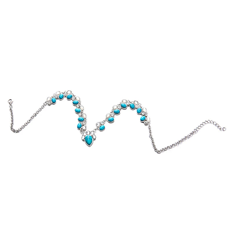Collier Bohème Fleurs Blanches Vertes - Ras-de-Cou Perles Femme - Bijou Statement