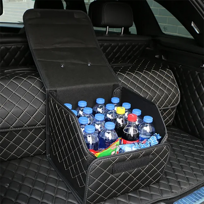 Sac Rangement Coffre Voiture Cuir PU Pliable - Organisateur Auto SUV Compartiments Multiples Résistant Eau
