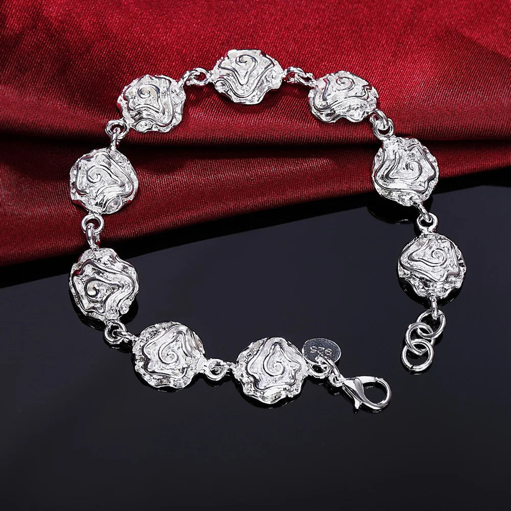 Bracelet Argent Sterling 925 Chaîne Carrée Solide - Bijou Femme Homme Unisexe Cadeau Mariage Soirée