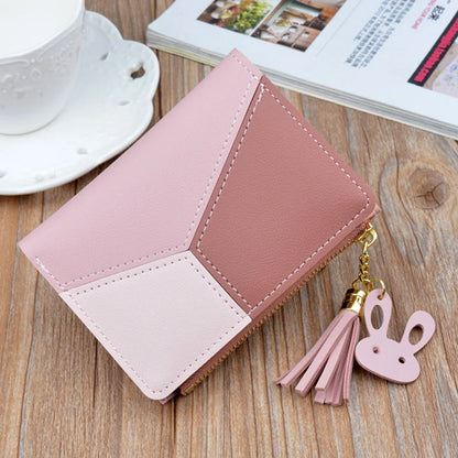 Portefeuille Femme Court Cuir PU Noir - Porte-Monnaie Pliable Compact avec Porte-Cartes