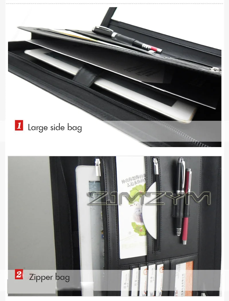 Porte-Documents Cuir Fermeture Éclair - Portfolio Business iPad Tablette Organisateur Entrevue Marron
