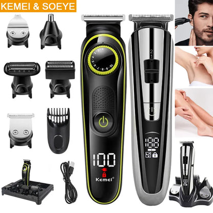 Tondeuse Cheveux Électrique Kemei Homme - Kit Beauté Rasoir Barbe Multifonction Coupe Cheveux