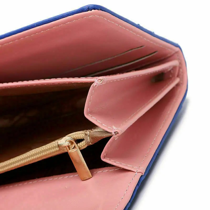Portefeuille Long Femme Rose Carreaux - Porte-Monnaie Téléphone Hasp Mignon