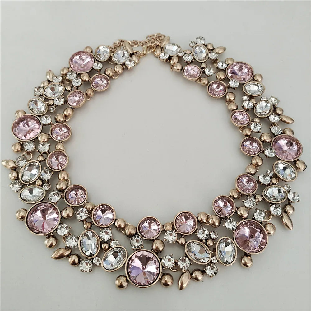 Ensemble Collier Ras-du-Cou Indien Vintage Perles Cristaux + Boucles d'Oreilles – Bohème Ethnique Femme