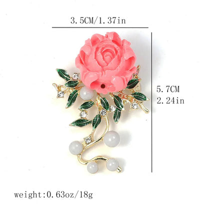 Broche Florale Romantique – Pin Élégant Rose Pivoine Iris